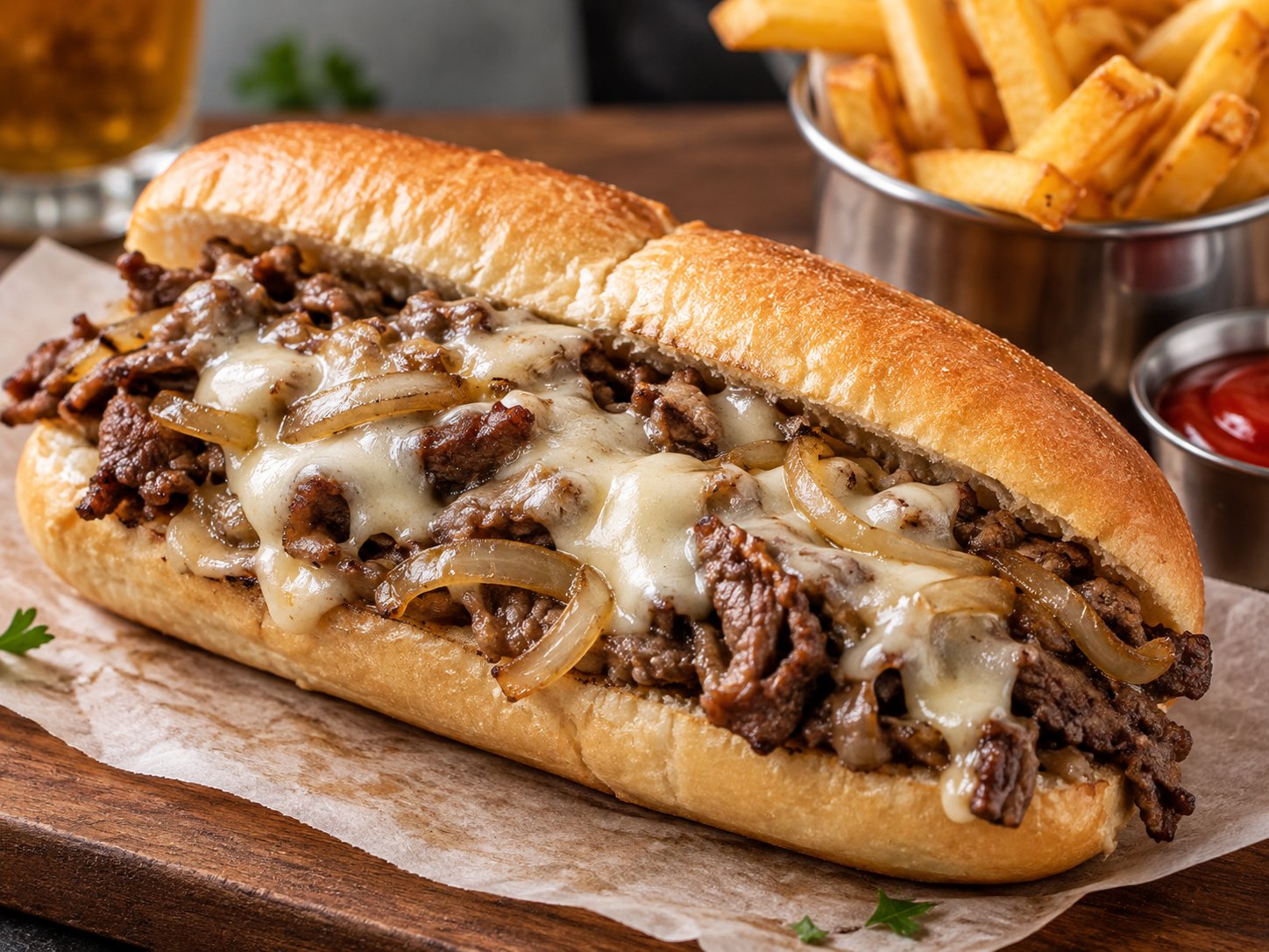 Philly Cheesesteak with Ribeye and Provolone