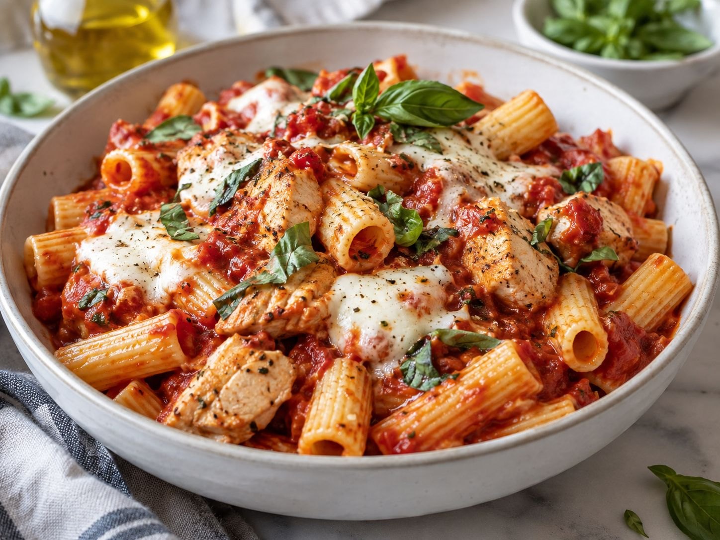 Tomato Mozzarella Chicken Pasta