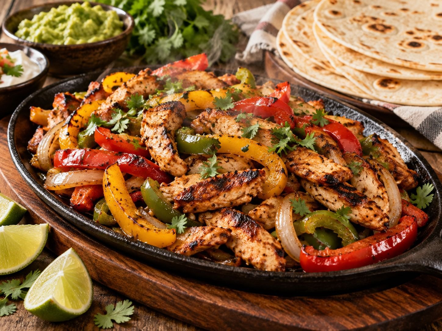Sizzling Chicken Fajitas with Peppers and Onions