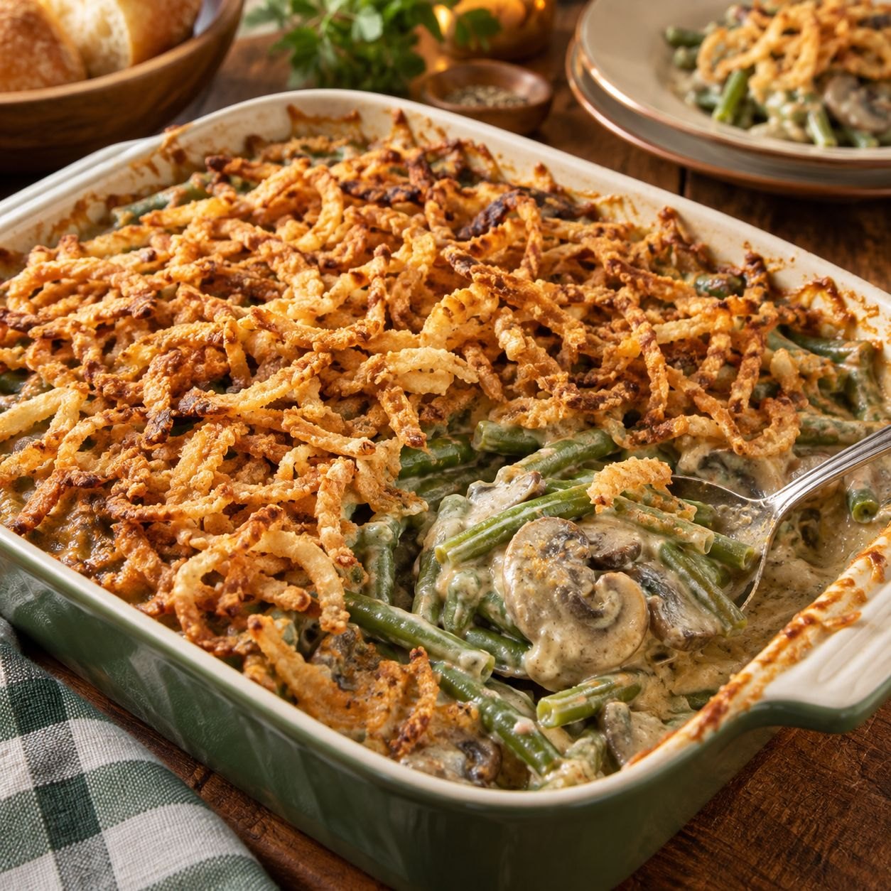 Green Bean Casserole with Homemade Mushroom Sauce
