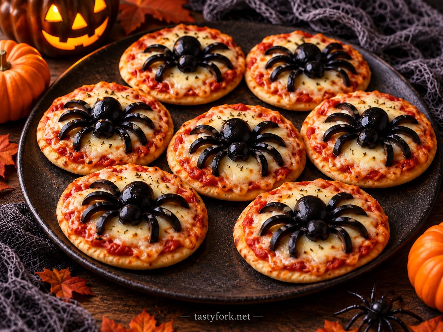 Halloween Spider Mini Pizzas