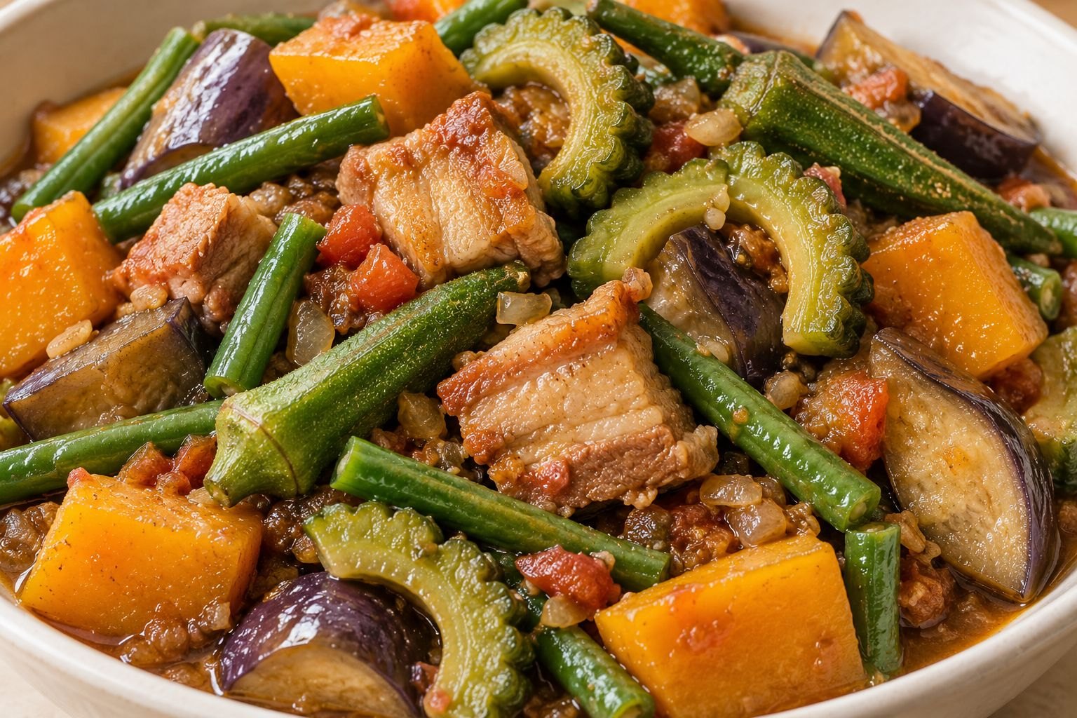 Pork Pinakbet with Squash and Mixed Vegetables