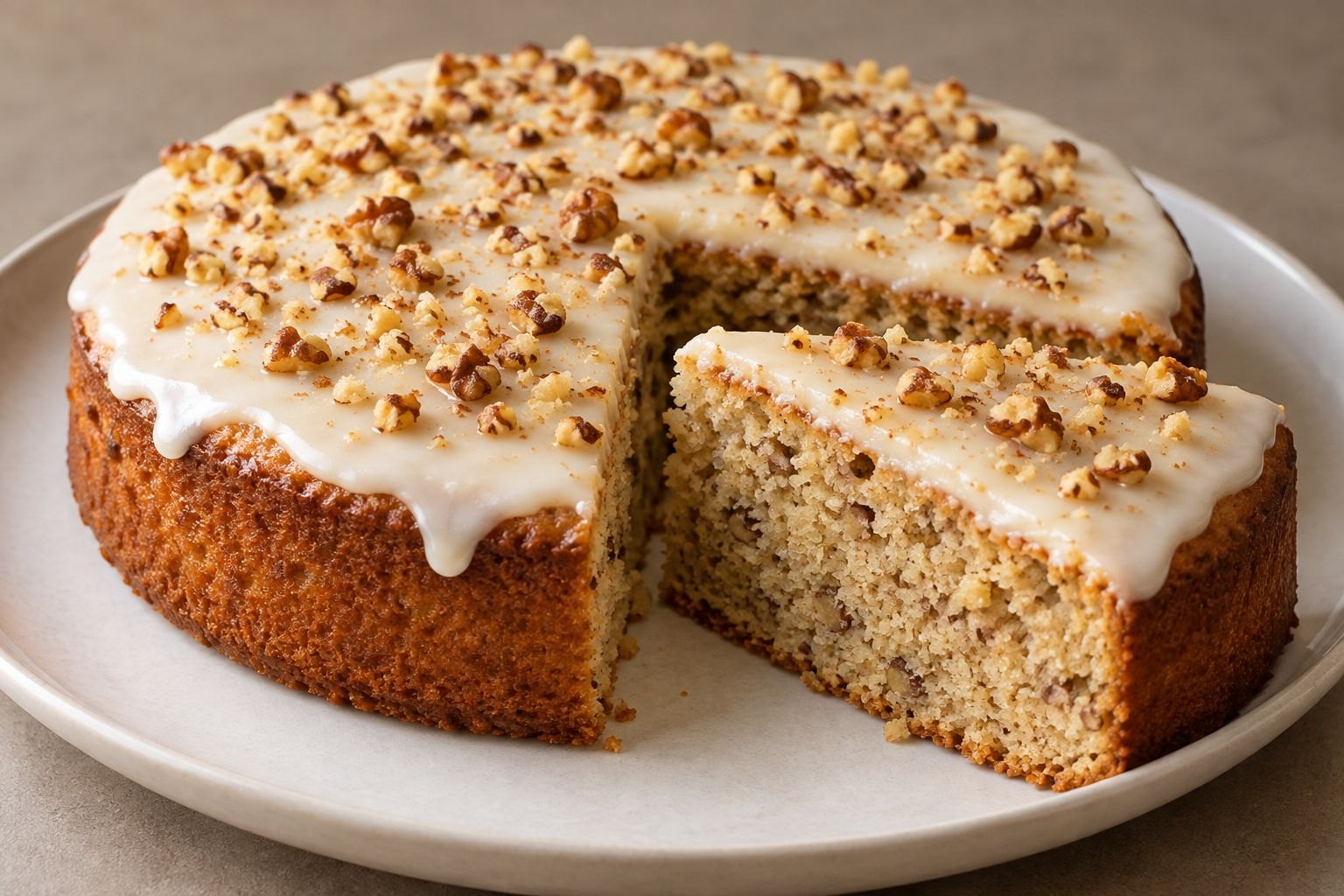 Best Walnut Cake with Vanilla Icing